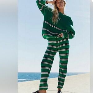 Amazon Green and White Striped Sweater and Pants Set